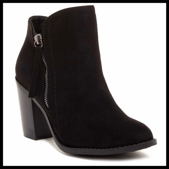 BLACK ANKLE BOOTIES VEGAN SUEDE MOTO BOOTS A3C - Picture 8 of 8